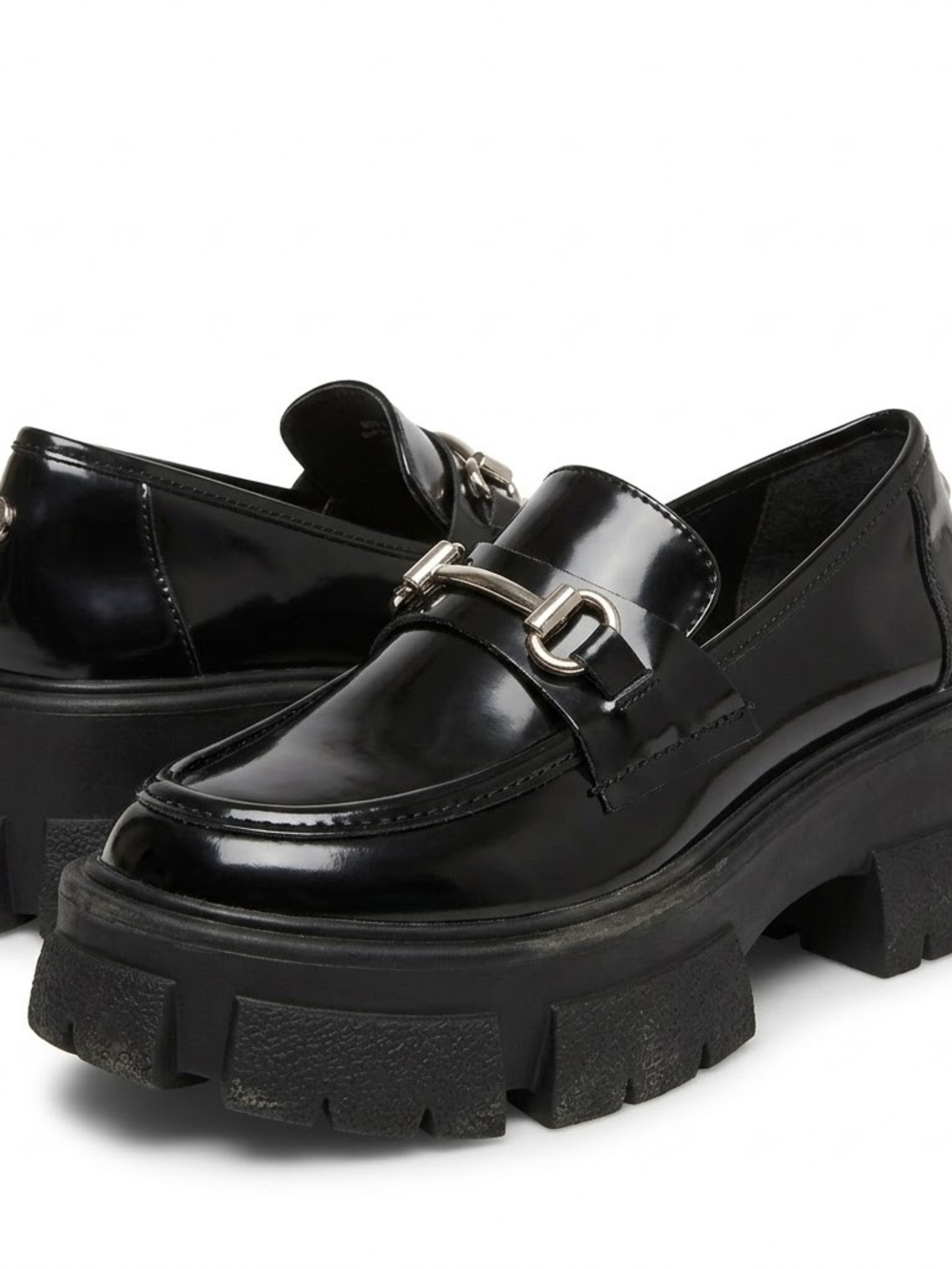Steve Madden Trifecta Black Patent Patent Patent Chunky Platform Bit Loafers 6